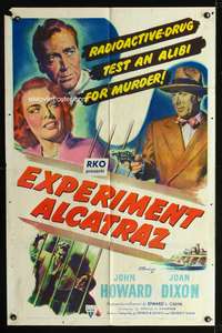 h318 EXPERIMENT ALCATRAZ one-sheet movie poster '51 radioactive drug test!