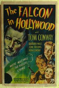 h321 FALCON IN HOLLYWOOD one-sheet movie poster '44 Tom Conway, Barbara Hale