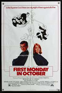 h332 FIRST MONDAY IN OCTOBER one-sheet movie poster '81 Walter Matthau, Jill Clayburgh