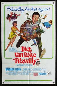 h338 FITZWILLY one-sheet movie poster '68 Dick Van Dyke, Barbara Feldon