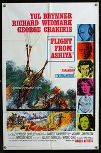 h346 FLIGHT FROM ASHIYA one-sheet movie poster '64 Yul Brynner, Richard Widmark