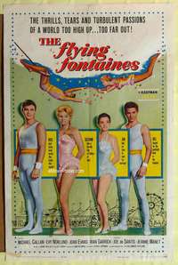 h349 FLYING FONTAINES one-sheet movie poster '59 Michael Callan, circus trapeze family!