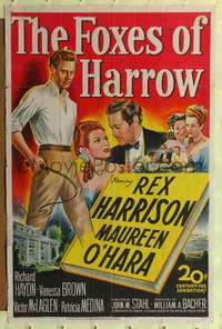 h359 FOXES OF HARROW one-sheet movie poster '47 Rex Harrison, Maureen O'Hara