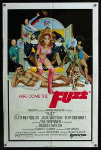 h361 FUZZ one-sheet movie poster '72 Burt Reynolds, sexy cop Raquel Welch!