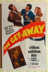 h368 GET-AWAY one-sheet movie poster '41 Robert Sterling, first Donna Reed!