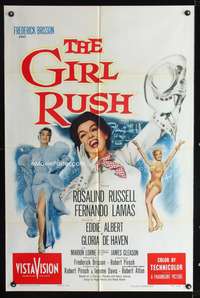 h371 GIRL RUSH one-sheet movie poster '55 showgirl Rosalind Russell in Las Vegas!