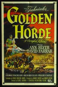 h379 GOLDEN HORDE one-sheet movie poster '51 Marvin Miller as Genghis Khan, Ann Blyth