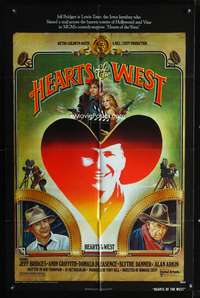 h394 HEARTS OF THE WEST one-sheet movie poster '75 Jeff Bridges, Andy Griffith, Richard Hess art!