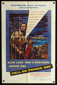 h398 HELL ON FRISCO BAY one-sheet movie poster '56 Alan Ladd, Edward G. Robinson, Joanne Dru