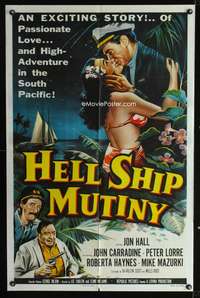 h399 HELL SHIP MUTINY one-sheet movie poster '57 Jon Hall, John Carradine, Peter Lorre