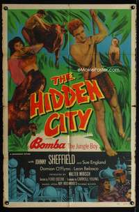 h404 HIDDEN CITY one-sheet movie poster '50 Johnny Sheffield as Bomba!