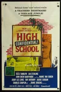 h410 HIGH SCHOOL CONFIDENTIAL one-sheet movie poster '58 sexy teen Mamie Van Doren!