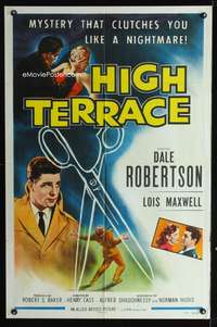 h411 HIGH TERRACE one-sheet movie poster '56 English mystery that clutches you like a nightmare!