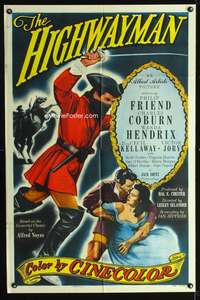 h413 HIGHWAYMAN one-sheet movie poster '51 Philip Friend, Charles Coburn