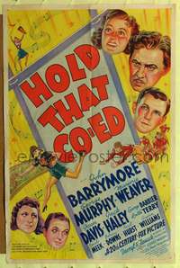 h415 HOLD THAT CO-ED one-sheet movie poster '38 John Barrymore, sexy female football player!