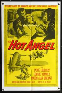 h417 HOT ANGEL one-sheet movie poster '58 teenage hot rod rebel gangs!