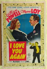 h423 I LOVE YOU AGAIN style D one-sheet movie poster '40 William Powell, Myrna Loy