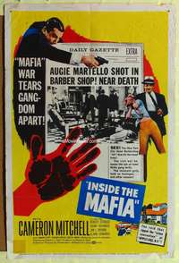 h427 INSIDE THE MAFIA one-sheet movie poster '59 Cameron Mitchell vs gangdom!