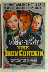 h429 IRON CURTAIN one-sheet movie poster '48 Dana Andrews, Gene Tierney