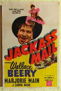 h431 JACKASS MAIL one-sheet movie poster '42 Wallace Beery, Marjorie Main