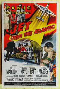 h434 JET OVER THE ATLANTIC one-sheet movie poster '59 Guy Madison, Virginia Mayo, George Raft