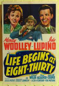 h452 LIFE BEGINS AT EIGHT-THIRTY one-sheet movie poster '42 Monty Woolley, Ida Lupino, Irving Pichel