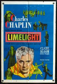 h454 LIMELIGHT one-sheet movie poster '52 Charlie Chaplin, Claire Bloom