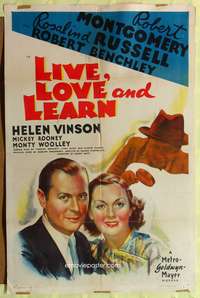 h456 LIVE, LOVE & LEARN style C one-sheet movie poster '37 Robert Montgomery, Rosalind Russell