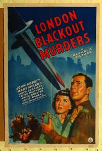 h460 LONDON BLACKOUT MURDERS one-sheet movie poster '42 WWII in England, cool artwork!