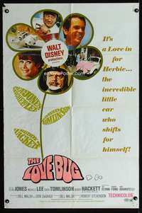 h463 LOVE BUG one-sheet movie poster '69 Disney, Volkswagen Beetle Herbie!