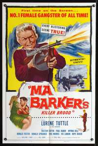 h466 MA BARKER'S KILLER BROOD one-sheet movie poster '59 no. 1 female gangster of all time!
