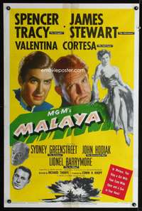 h473 MALAYA one-sheet movie poster '49 James Stewart, Spencer Tracy