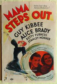 h475 MAMA STEPS OUT one-sheet movie poster '37 Alice Brady, cool art!