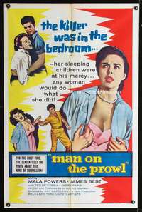 h484 MAN ON THE PROWL one-sheet movie poster '57 the killer was in the bedroom!