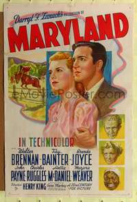 h490 MARYLAND one-sheet movie poster '40 Fay Bainter, John Payne