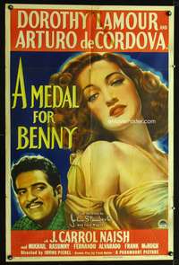 h493 MEDAL FOR BENNY one-sheet movie poster '45 ultra sexy Dorothy Lamour!