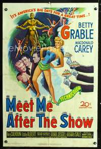 h494 MEET ME AFTER THE SHOW one-sheet movie poster '51 sexy dancer Betty Grable!