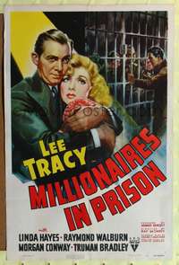 h498 MILLIONAIRES IN PRISON one-sheet movie poster '40 Lee Tracy, Linda Hayes, prison art!