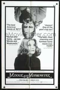 h499 MINNIE & MOSKOWITZ one-sheet movie poster '72 John Cassavetes, Gena Rowlands, Seymour Cassel