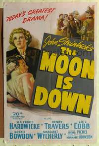 h502 MOON IS DOWN one-sheet movie poster '43 John Steinbeck, Irving Pichel