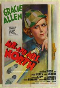 h508 MR & MRS NORTH one-sheet movie poster '42 great art of detective Gracie Allen!