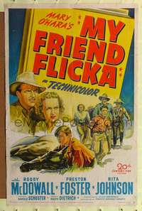 h513 MY FRIEND FLICKA one-sheet movie poster '43 Roddy McDowall, boy and his horse story!