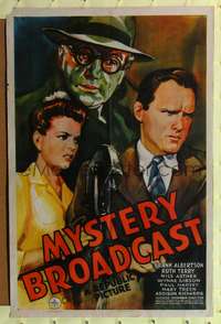 h515 MYSTERY BROADCAST one-sheet movie poster '43 cool radio mystery!