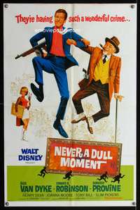 h519 NEVER A DULL MOMENT style A one-sheet poster '68 Disney, Dick Van Dyke, Edward G. Robinson