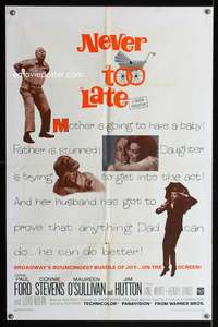 h521 NEVER TOO LATE one-sheet movie poster '65 Paul Ford, Connie Stevens