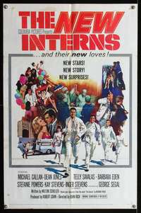 h523 NEW INTERNS one-sheet movie poster '64 Michael Callan, first George Segal, Howard Terpning art!