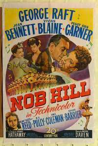 h540 NOB HILL one-sheet movie poster '45 George Raft, Joan Bennett, Vivian Blaine