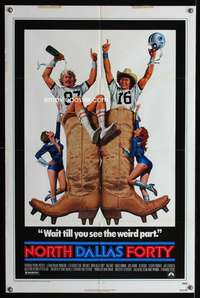 h543 NORTH DALLAS FORTY one-sheet movie poster '79 Nick Nolte, Morgan Kane football art!