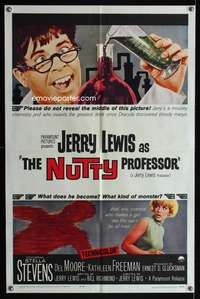h548 NUTTY PROFESSOR one-sheet movie poster '63 wacky Jerry Lewis, Stella Stevens