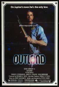 h558 OUTLAND one-sheet movie poster '81 Sean Connery posing with shotgun!